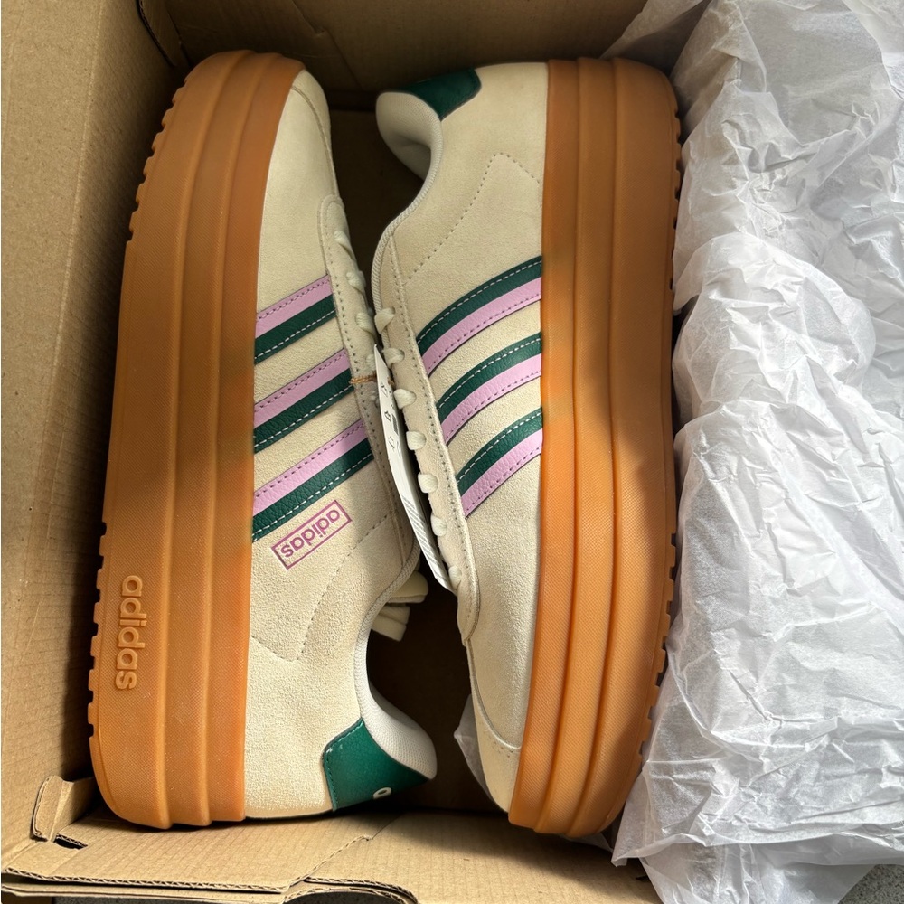 Adidas VL Court Bold Off White Collegiate Green Lilac JI1788 Women’s Shoe - Picture 2 of 11